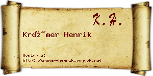 Krámer Henrik névjegykártya