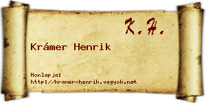 Krámer Henrik névjegykártya